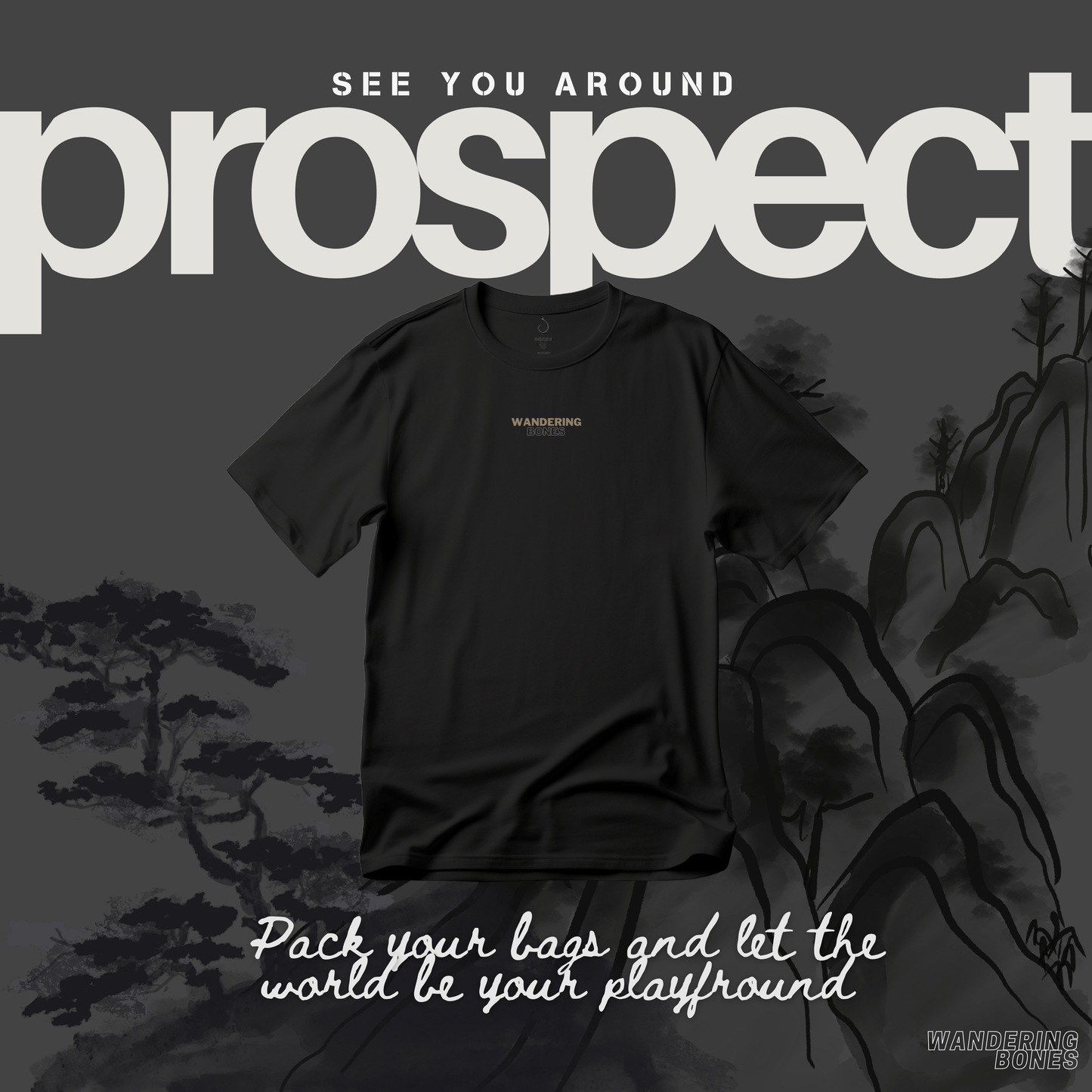 Globetrotting Skeleton Unisex Streetwear T-shirt in Black