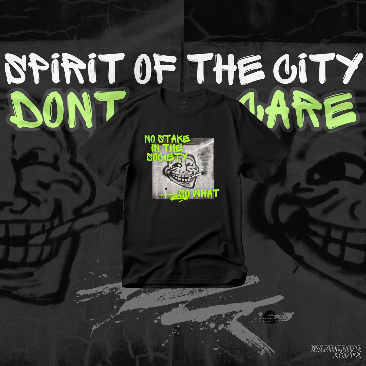 No Stake in the Society Graffiti Unisex Streetwear T-shirt in Black