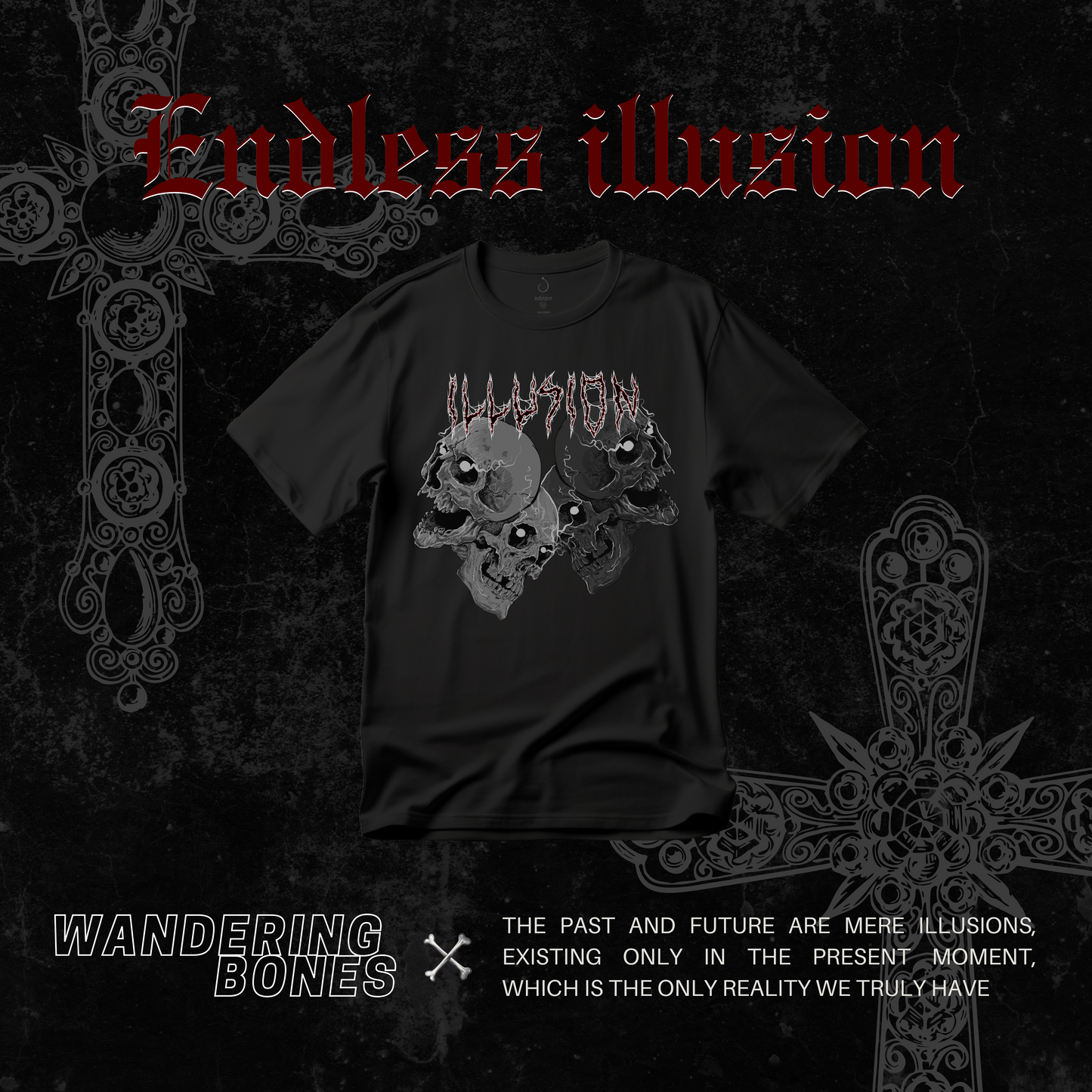 Endless Illusion Unisex Streetwear T-shirt in Black