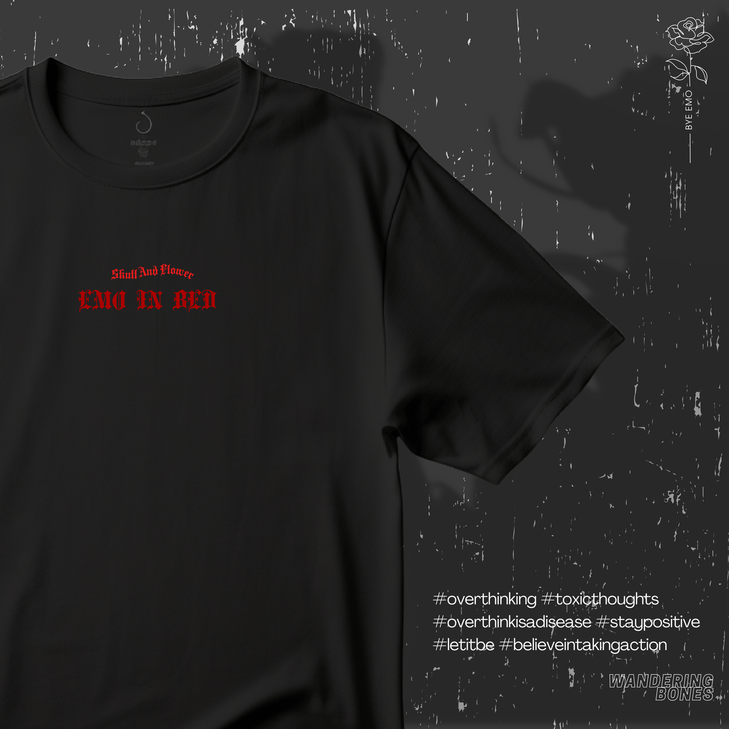Emo In Bed Overthinking Unisex Cotton Streetwear T-shirt in Black