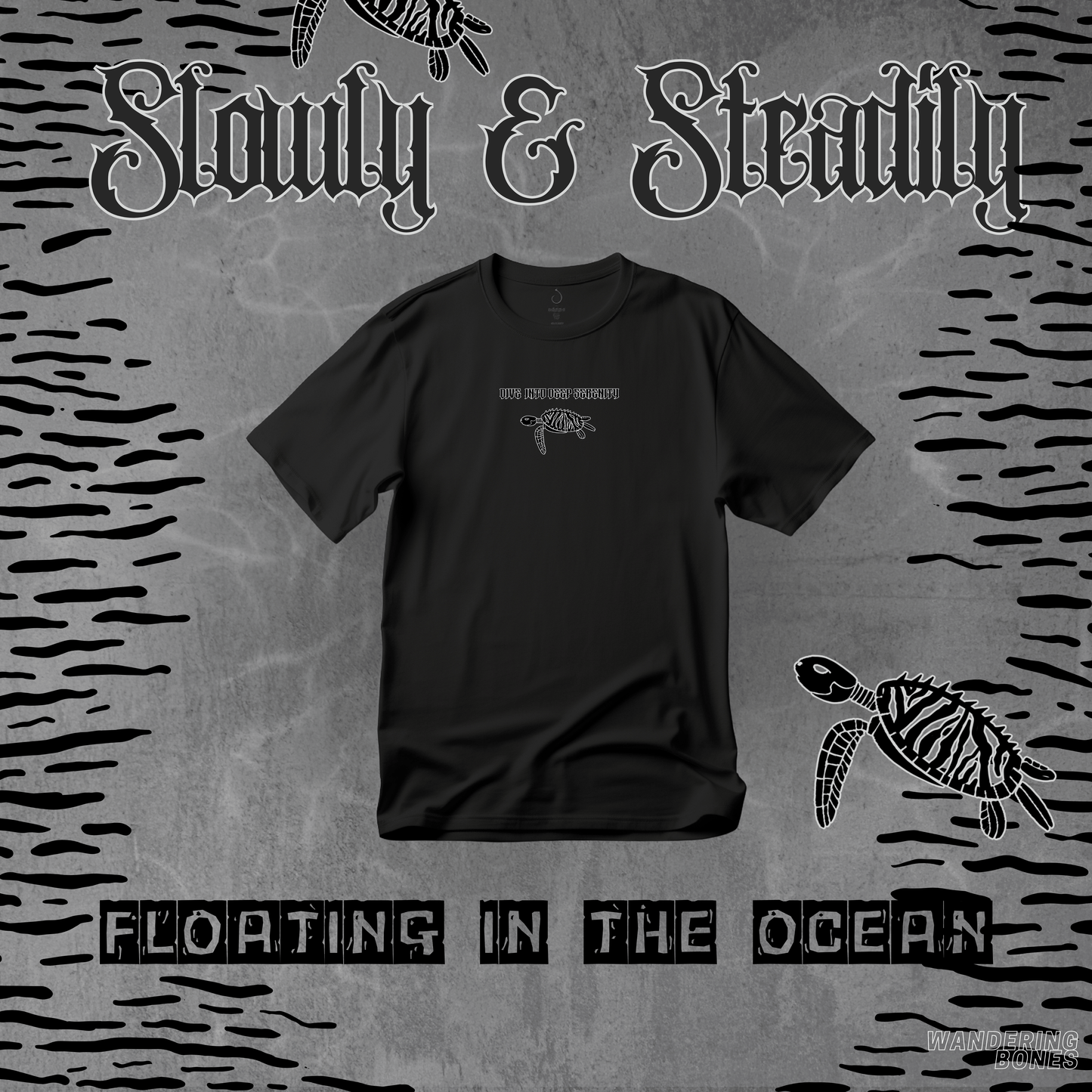 Sea Turtle Unisex Streetwear T-shirt in Black
