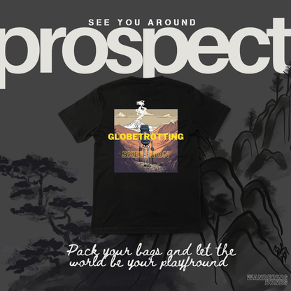 Globetrotting Skeleton Unisex Streetwear T-shirt in Black