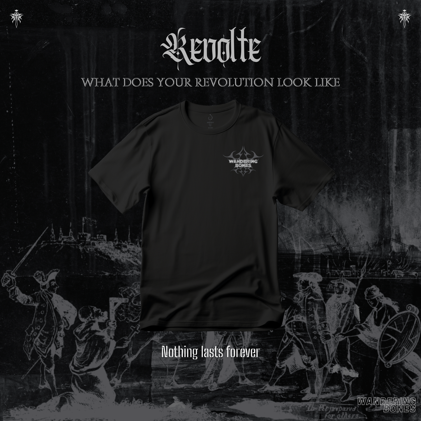 Revolte Unisex Streetwear T-shirt in Black