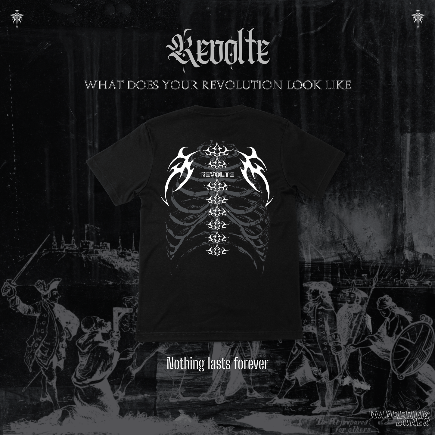 Revolte Unisex Streetwear T-shirt in Black