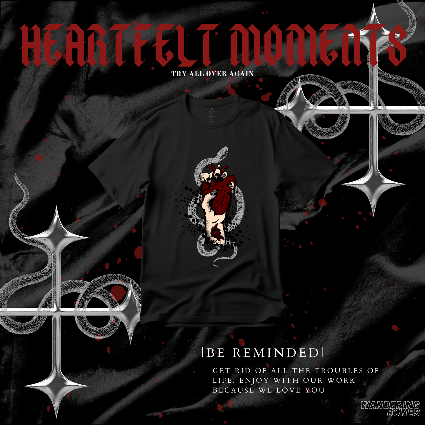 Heartfelt Moments Unisex Streetwear T-shirt in Black