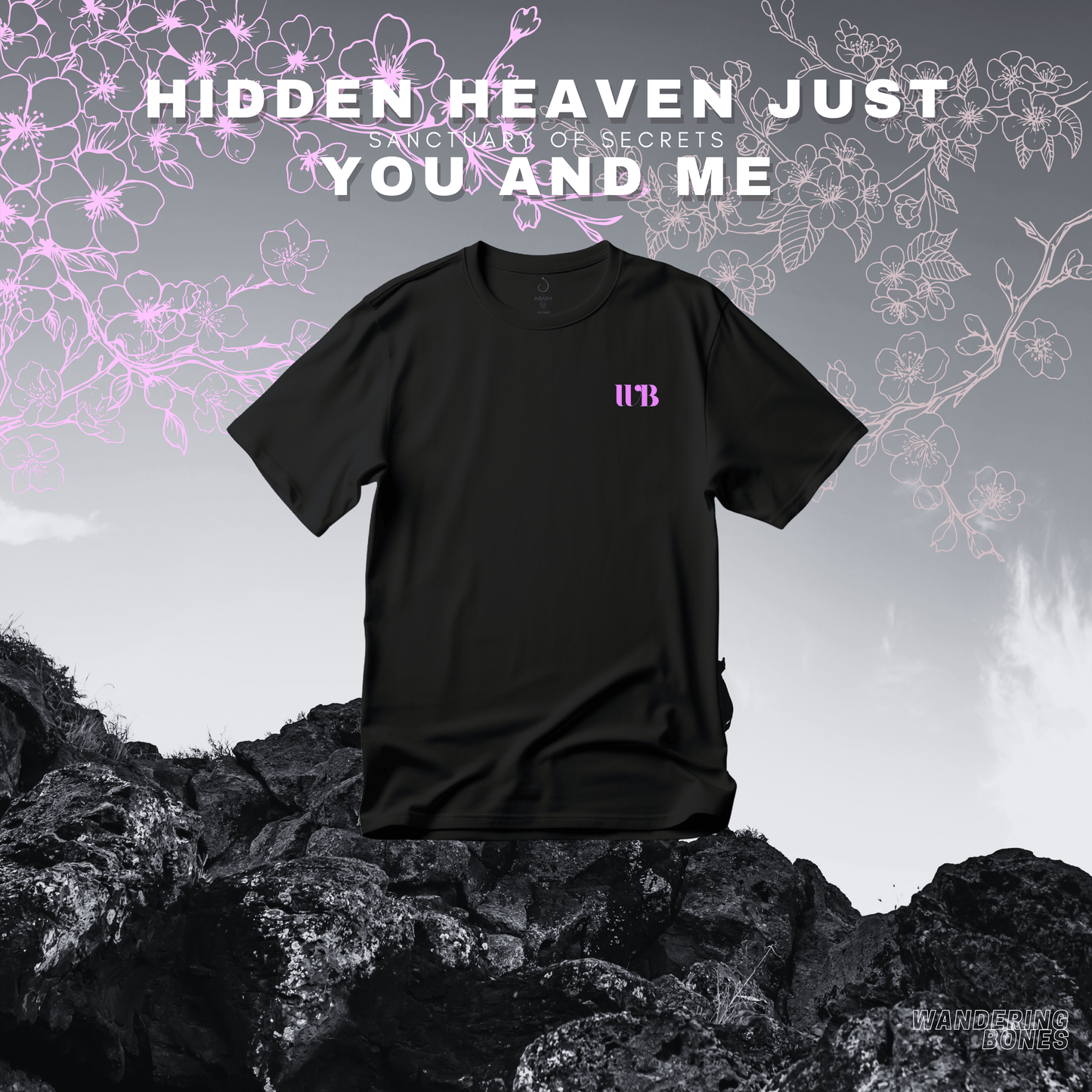 Secret Hideout Pink Retro Outdoor Graphic Unisex Streetwear T-shirt in Black