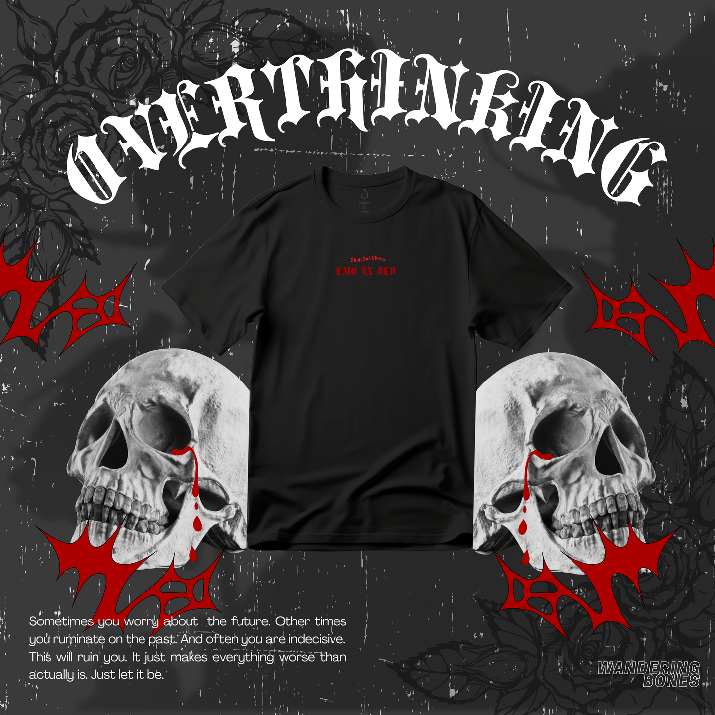 Emo In Bed Overthinking Unisex Cotton Streetwear T-shirt in Black