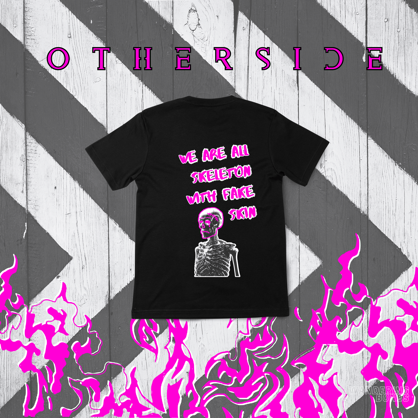 Skeleton with Fake Skin Unisex Streetwear T-shirt in Black