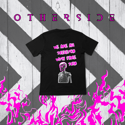 Skeleton with Fake Skin Unisex Streetwear T-shirt in Black